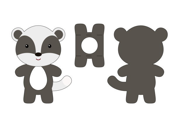 可爱的模切獾巧克力蛋持有人模板图片下载