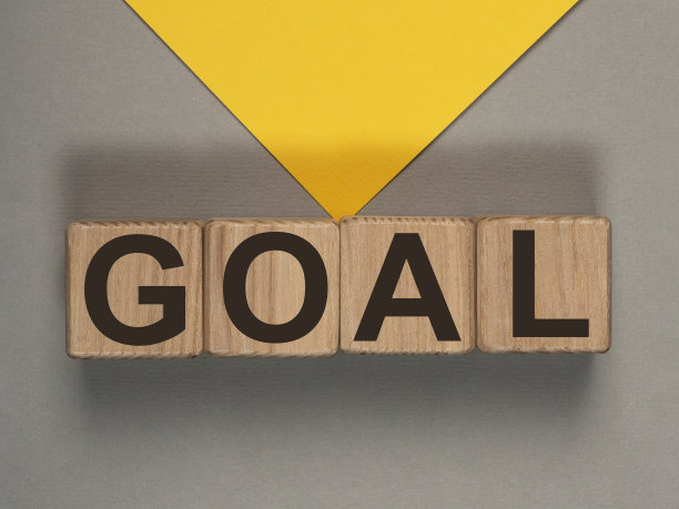 木骰子上的目标字。目标和目标概念图片下载