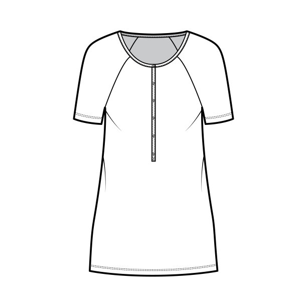 搭配短插肩袖，超短裙，超长铅笔裙，搭配亨利领技术时尚插画图片下载