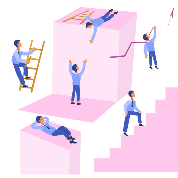 成功的人。援助之手。摘要:人们为成功而奋斗的信息图。通往成功的阶梯。图片下载