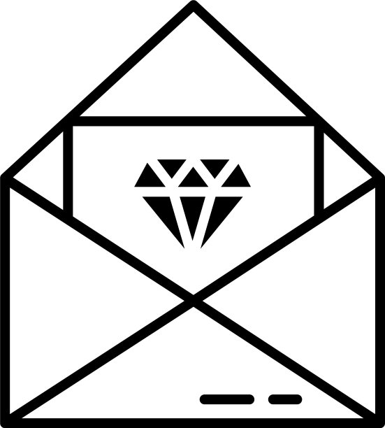 信封与卡与钻石图标线条风格图片下载