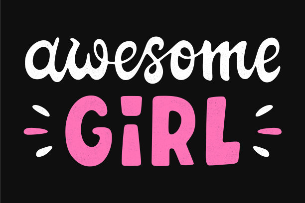 很棒的女孩，复古手绘字母图片下载