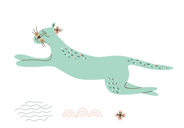 狸子。可爱的野生动物插图。丛林豹。蓝色豹纹设计。图片下载