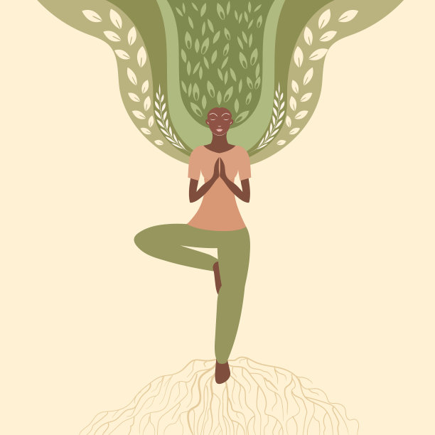 瑜伽女人和树图片下载