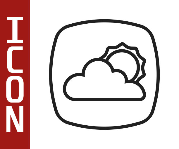 黑线天气预报图标孤立在白色背景上。向量图片下载