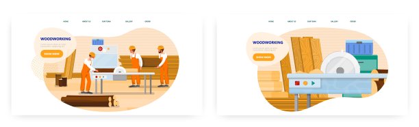 木工登陆页面设计，网站banner矢量模板集。木家具。细木工。木工车间。图片下载