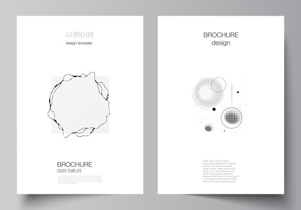 矢量布局A4封面模型模板的宣传册，传单布局，小册子，封面设计，书籍设计。摘要技术黑色色彩科学背景。数字数据。极简主义的高科技。图片下载
