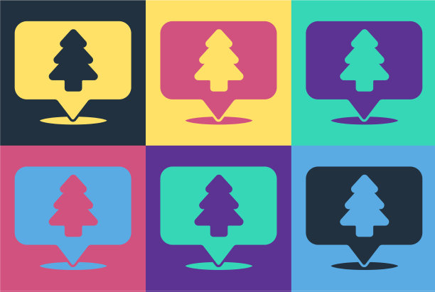 波普艺术在地图图标上定位森林图片下载