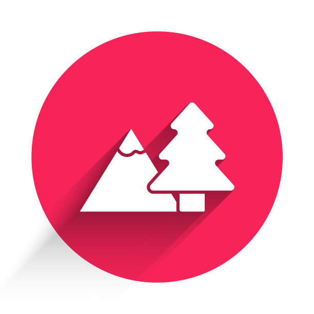 白色的山与树的图标隔离与长图片下载