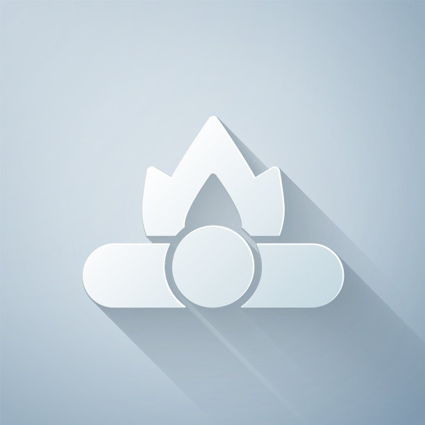 剪纸篝火图标孤立在灰色图片下载