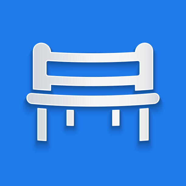 剪纸浪漫的长凳图标孤立在蓝色图片下载