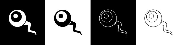 设置眼睛图标隔离在黑色和白色图片下载