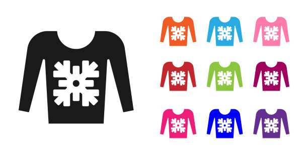 带有挪威装饰的黑色圣诞毛衣图片下载