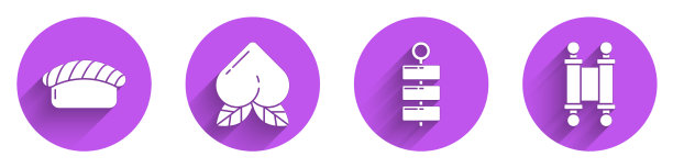 集寿司、桃子、水果、烟火、法令纸图片下载