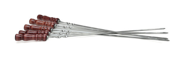 白色背景上的木柄金属串图片下载