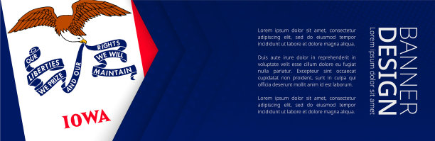 横幅模板与旗帜我们州爱荷华为图片下载