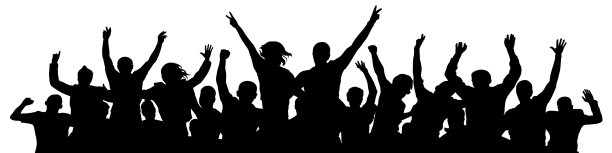 人群欢呼，人们庆祝剪影，人们在图片下载