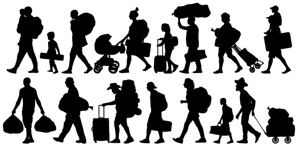 人们的剪影与手提箱的人图片下载