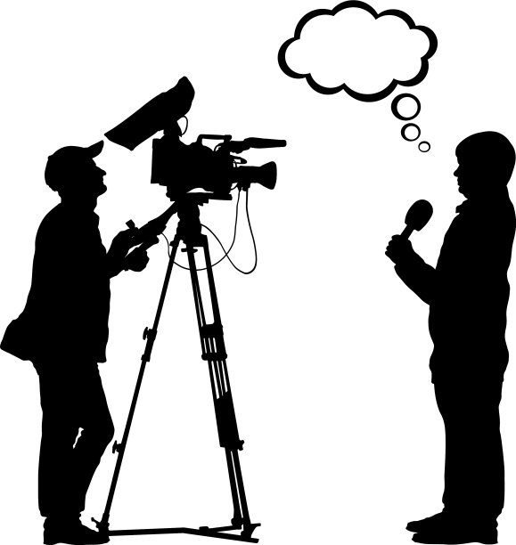 电视记者拍摄摄像师剪影想图片下载
