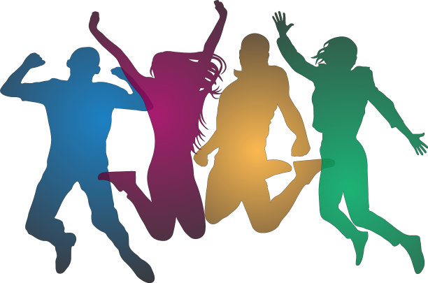 青春里跳着五光十色的欢快男女图片下载