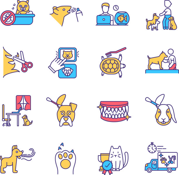 宠物服务RGB颜色图标设置图片下载