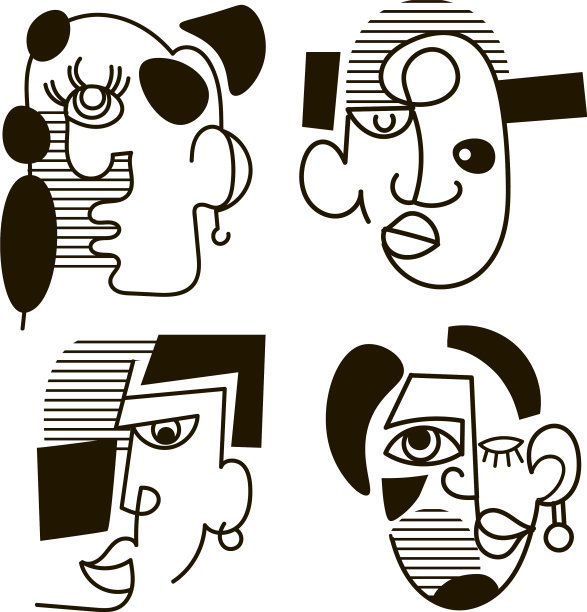 在抽象的当代手绘男人的脸图片下载