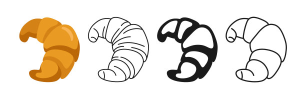 可颂图标线黑色字形图标集图片下载