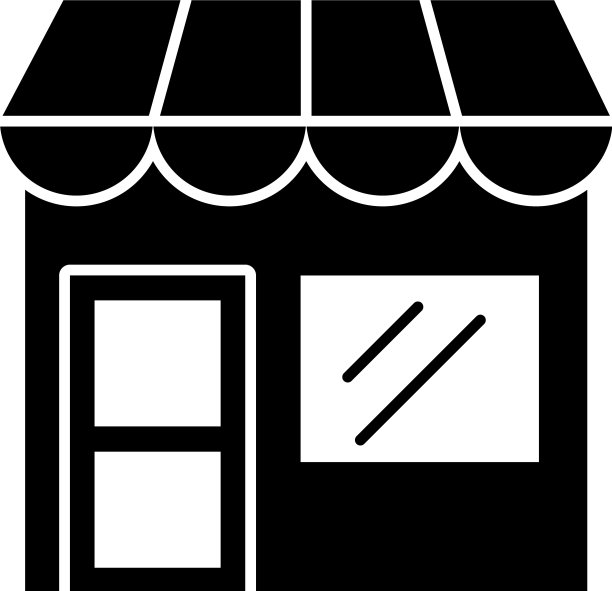 商店建筑图标剪影风格图片下载