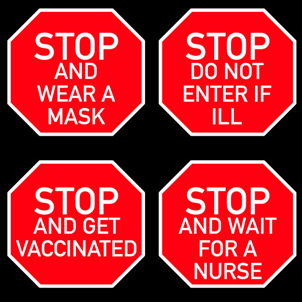 停止标志剪辑艺术与冠状病毒和流感预防措施图片下载