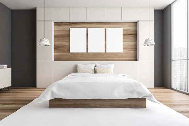 带窗户的卧室的模型框架图片下载