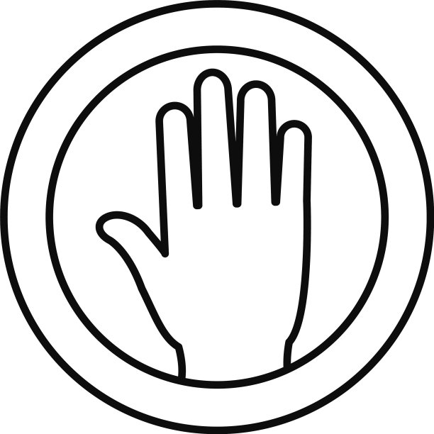 停止手势圆形标志图标线条样式图片下载