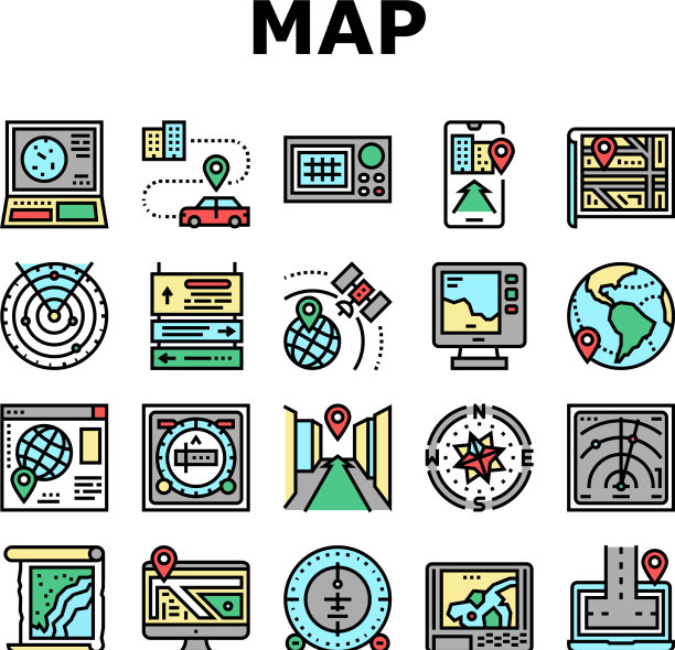 地图定位系统收集图标集图片下载