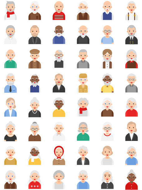 老人头像平面图标图片下载