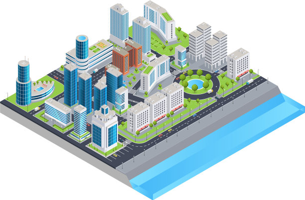 等距城市组成图片下载