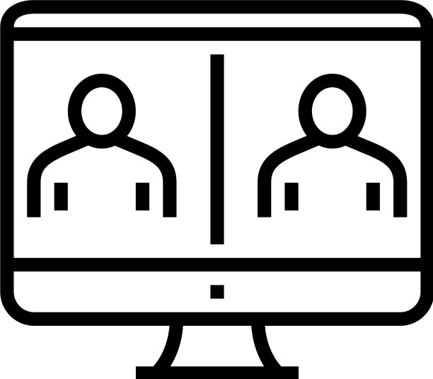 在线视频通话电脑屏幕线条图标图片下载