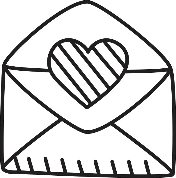 信封与心形图标线条风格图片下载