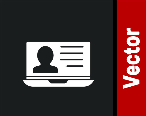 白色笔记本电脑和简历图标隔离在黑色图片下载