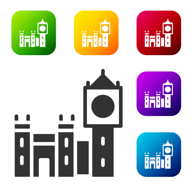 黑色大本钟塔图标孤立在白色图片下载