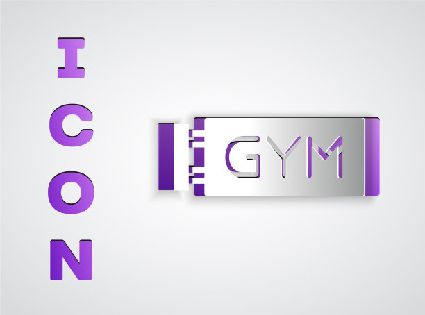 剪纸位置健身房图标孤立在灰色图片下载