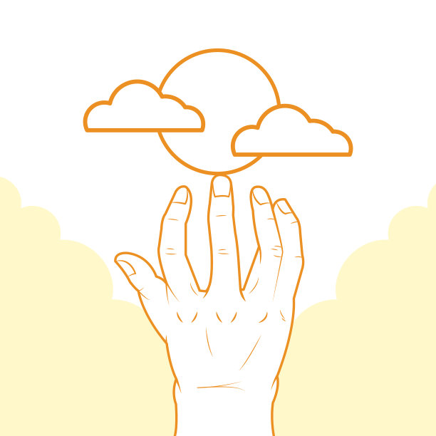 太阳云和手绘素描风格图片下载