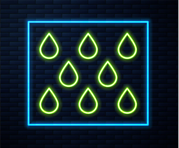发光的霓虹灯线水滴图标孤立图片下载