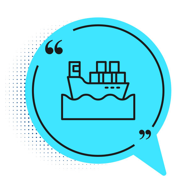 黑线货船与箱子交付服务图片下载