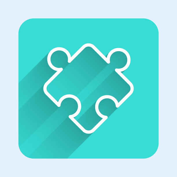 白线拼图块玩具图标与孤立图片下载