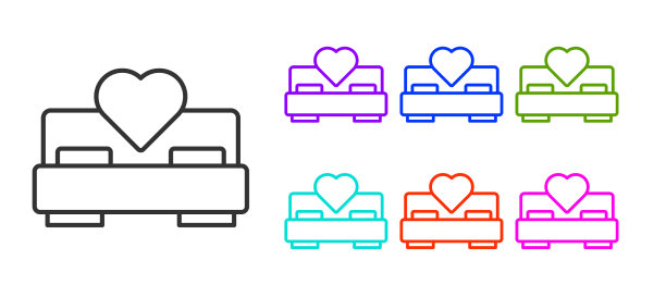 黑色线卧室图标孤立在白色图片下载