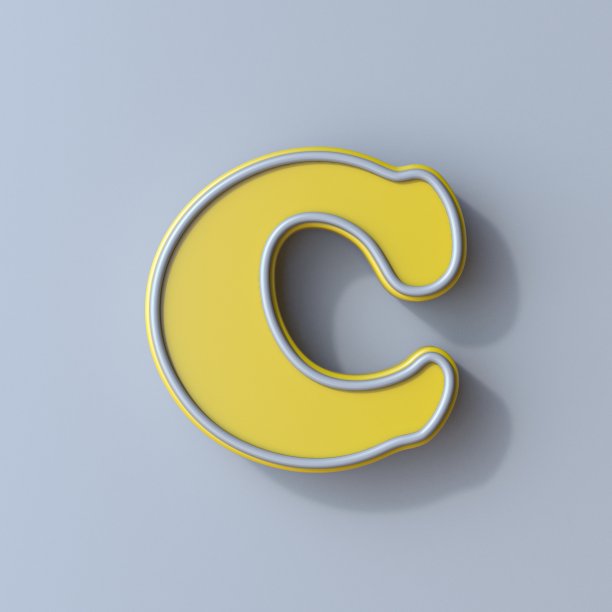 黄色卡通字体字母C 3D图片下载