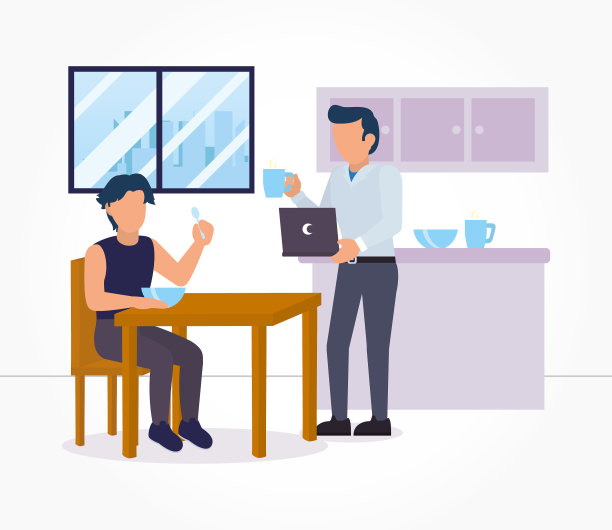 每天例行公事设计男人在家里吃饭和图片下载