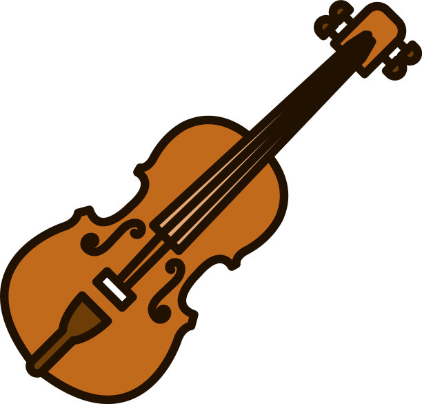 小提琴乐器图标线和填充风格图片下载
