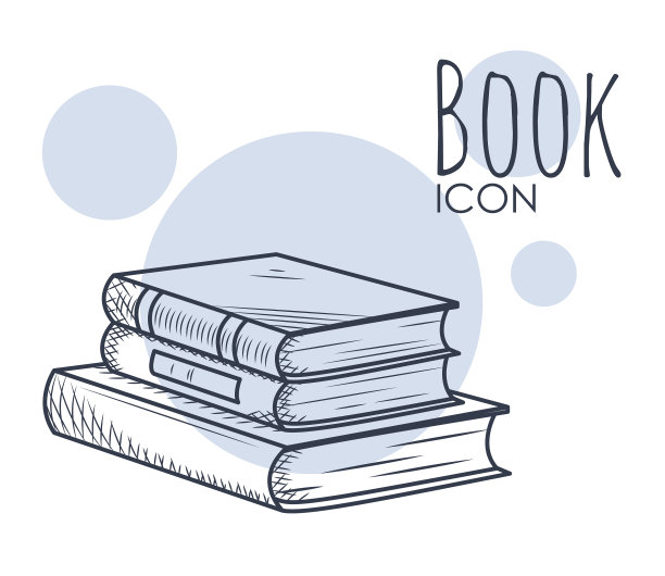 图标三书在堆叠手绘风格图片下载