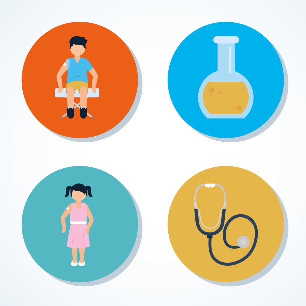 儿童与疫苗和医疗设备图标图片下载