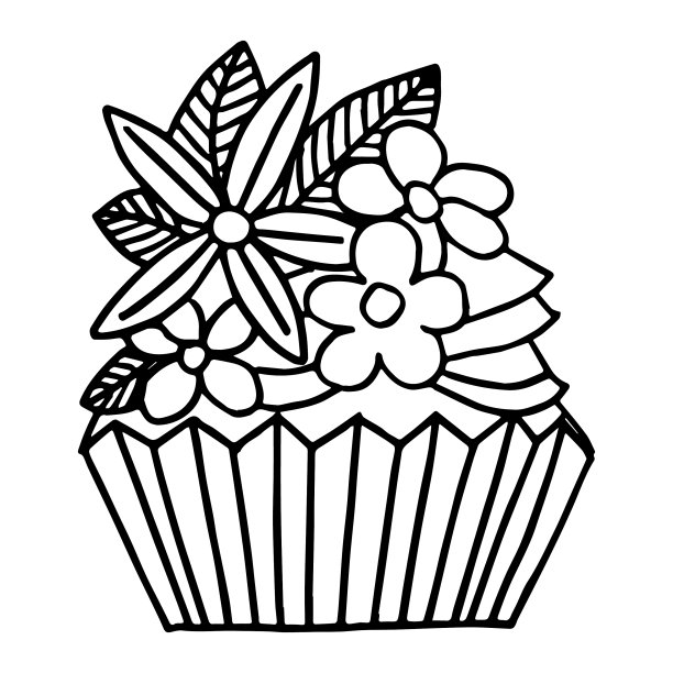 卡通纸杯蛋糕手绘孤立在图片下载